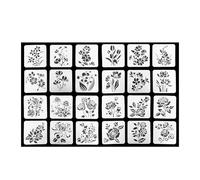 CZAKOMIX 24pezzi Stencil Per Pittura,Stencil Per Pittura Floreale Riutilizzabili,4 stili,13x13cm Plastica Disegno Pittura Modello,Per Scrapbooking,Decorazioni Casa,Disegno(Rosa,Tulipano,Mughetto,Loto)