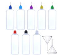 CZAYEFNH 8 Pezzi flaconi con Aghi, 2 imbuti, Applicatore di Colla, Flacone Contagocce, Bottiglie Plastica, 100ml, per Fai da Te, Artigianato, Pittura acrilica, Colle