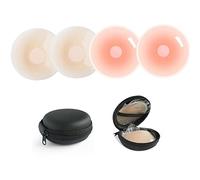 CZAYEFNH CTAKPOWE Ultra Dünne Nippelpads 2 Paare, Nipple Cover aus Silikon Wiederverwendbar, Atmungsaktive Nahtlose Passform Kann für BH-Bikini Badeanzug Werden, Inklusive Schöner Aufbewahrungsbox