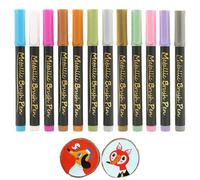 CZAYEFNH Set di 12 Pennarelli Metallizzati Multicolori - Pennarelli Acquerellabili per Lettering, Disegno, Pittura e DIY - Non Tossico e Ecologico