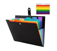 CZAYEFNHA 4 Cartelle a Soffietto Espandibili 7 Tasche, Aggiornato Portatile Accordion File Cartella Portadocumenti Organizer con Bottone Scatto per Casa Scuola e di Lavoro, 24 Colorato Etichette