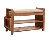 CZDANG 2 Tier Shoe storage Bench with Cushion Seat, Bamboo Shoe Rack Bench with Drawers, Put On Shoes for Entryway Hallway Living Room(78.5 * 30 * 49.5cm)