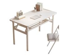 CZDANG Foldable Wooden Reading Writing Desk with Shelves, Sturdy PC Laptop Tables,Minimalist Work Dining Table for Study, Home Office(80 * 50 * 75cm)