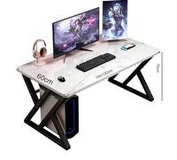 CZDANG Gaming Desk，Computer PC Gaming Table with Cable Management Holes, Sturdy PC Desk X Shape for Home Office,Industrial Design(bianca,120 * 60 * 75cm)