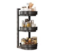 CZDANG Lazy Susan Organizer, 2 Tier&3 Tier 360°Rotating Spice Rack,Spice Racks for Countertops,Metal Steel Urntable Organizer for Cabinet, Pantry, Bathroom,Black(L)