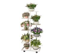 CZDANG Metal Multi-Level Corner Plant Stand，Tall Flower Stand Indoor with Wheels, Minimalist Plant Display Holder for Outdoor Garden Patio Office Balcony,White(7tier)