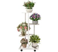 CZDANG Metal Multi-Level Corner Plant Stand，Tall Flower Stand Indoor with Wheels, Minimalist Plant Display Holder for Outdoor Garden Patio Office Balcony,White(4tier)