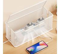 CZDANG Organizzatore Moderno for Cavi da scrivania, Scatola for Cavi multipresa, Scatola portacavi in Rete Metallica for Nascondere Cavi disordinati(Bianca,24 * 13 * 14cm)