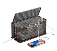 CZDANG Organizzatore Moderno for Cavi da scrivania, Scatola for Cavi multipresa, Scatola portacavi in Rete Metallica for Nascondere Cavi disordinati(Zwart,24 * 13 * 14cm)