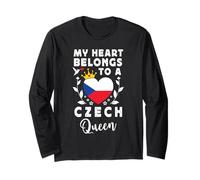 Czech Queen Czech Wife Girlfriend Czech Republic Flag Maglia a Manica