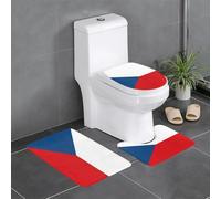 Czech Republic Flag Set Di Tappeti Da Bagno 3 Pezzi Resistente Tappeto Con Profilo A U Lavabile Tappetino Da Bagno Per Toeletta Doccia La Casa