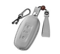 CZEMAM Custodia in pelle per chiavi auto Geely Boyue Emgrand EC7 GS GL GX3 | Custodia protettiva morbida per chiavi Borui Vision X3 X6 S1 per Proton X70, accessori chiave con portachiavi, grigio