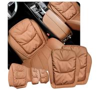 CZEMAM Set completo di 5 coprisedili per auto, universali | Cuscino protettivo per sedili anteriori e posteriori, in finta pelle, per auto, SUV, pick-up, pick-up, marrone ocra