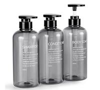 Czemo 3 pezzi Dispenser Shampoo e Bagnoschiuma 500ML Flacone Dosatore per Sapone Liquido, Dispenser Flaconi Pompa in Plastica Ricaricabili Dispenser Doccia