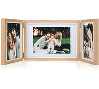 Czemo 6 Pollici 15x10 e 13x18 Portafoto Pieghevole in Legno Tripla 3 Cornice per Foto Collage Cornice per Famiglia Cornice da Tavolo Memoriale Cornice per Regalo di Nozze (Colore legno)
