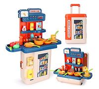 Czemo Cucina Giocattolo per Bambini 41 Accessori Bambina Cucina Gioco di Cucina con Effetti Sonori e Luminosi Fornello a Induzione Lavello Stoviglie Cibo (4-in-1 Valigia)