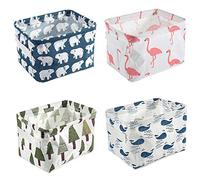 Czemo Set di 4 Cestini Portaoggetti in Tessuto Cestino Pieghevole Organizzatore Secchio per Scaffali e Scrivanie, Contenitori per Armadio, 20.5x17x15cm