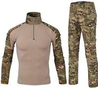 Czen Camicia da Combattimento Militare da Uomo Camicia Tattica a Maniche Lunghe Uniforme Pantaloni Tuta Airsoft BDU Camicia Paintball Camouflage Outfit (Cp, S)