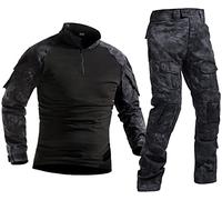 Czen Camicia da Combattimento Militare da Uomo Camicia Tattica a Maniche Lunghe Uniforme Pantaloni Tuta Airsoft BDU Camicia Paintball Camouflage Outfit
