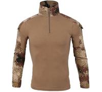Czen Camicia Militare da Uomo, Camicia da Combattimento Softair Camouflage T-Shirt Lunga da 1/4 Zip Camicia da Escursionismo dell'Esercito all'aperto, HM numérique, L