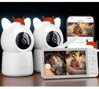 CZEview 5,5" 2.5K Baby Monitor Video e Audio, Luce Notturna & Musica, Telecamera Bambini, Controllo Tramite APP Mobile & Monitor, Rilevamento di Grida/Movimento (Baby monitor con 2 telecamere)