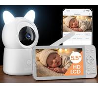 CZEview 5,5" 2K Baby Monitor Video e Audio, Luce Notturna & Musica, Telecamera Bambini, Controllo Tramite APP Mobile & Monitor, Rilevamento di Grida/Movimento (Baby monitor con 1 telecamera)