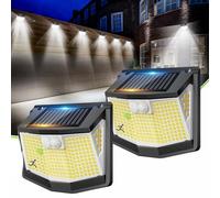 CZHHMART 2 Pezzi Luci Solare 248 LED Esterno Giardino Luce Esterne con Pannello Solari con Sensore da Movimento 3 Modos 270° Illuminazione Lampada Solare da Esterni Parete Garage