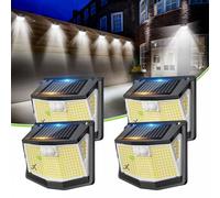 CZHHMART 248 LED Luci LED Solare Esterno Giardino Luce Esterne con Pannello Solari con Sensore da Movimento 3 Modos 270° Illuminazione Lampada Solare da Esterni IP65 Impermeabile 4 Pezzi
