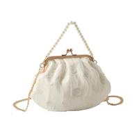 CZHJM 27 * 20CM Borsa da Sera in Chiffon Bianco con Perle Borsa da Sposa da Sposa Borsa da Ballo Borsa da Damigella d'Onore per Il Giorno delle Nozze Pochette da Donna con Perle