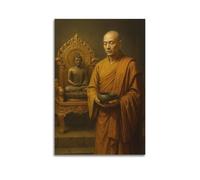 CZHXYZ Poster su tela da parete per camera da letto e soggiorno, decorazione per camera da letto e soggiorno, motivo: religione, buddista, monaco, elemosina, ciotola, scena buddista, 50 x 75 cm, senza