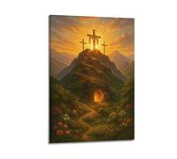 CZHXYZ Poster su tela da parete per camera da letto e soggiorno, decorazione per camera da letto e soggiorno, motivo: religione, croce di Gesù, tomba vuota, 20 x 30 cm, stile cornice