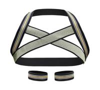 Czizitong Set di pettorina elastica da uomo con fascia toracica e braccioli, colore: oro