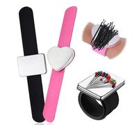CZlinOduMMX Puntaspilli Magnetici Cucito Polso, Nero + Rosa Braccialetto Magnetico in Silicone, Portatile Puntaspilli da Cucito Magnetico con Forte Magnete per Fai da Te, Cucito, Parrucchier