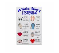 CZMDKEXM Active Listening Chart Whole Body Poster Social Skills Educational Tool for Focus Behavior Management Classroom Home 8 X 12 in