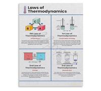 CZMDKEXM Canvas Wall-Art Laws of Thermodynamics Physics Educational Poster for Home Decor Classroom Office(Framed,12x18inch(30x45cm))