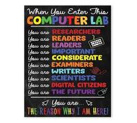 CZMDKEXM Computer Rules Metal Sign Welcome to the with Technology Shortcuts Educational Wall-Art for Classroom Teacher Supplies Decor 8 X 12 in