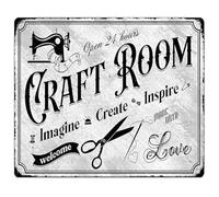 CZMDKEXM Creative Studio Sign Imagine Create Inspire Retro Metal Tin Sign Vintage Wall-Art For Makers Craft Room 8 X 12 in