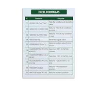 CZMDKEXM Essential Excel Formulas Quick Reference Guide Educational Canvas Poster Wall-Art for Home Office and Study Room Decor(Framed,12x18inch(30x45cm))