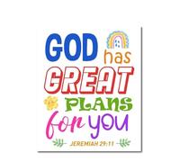 CZMDKEXM Faith-Based Baby Gift - Wood Wall Art with Jeremiah 29:11 Bible Verse, “For I Know The Plans I Have For You”, Nursery & Kids Room Decor(Framed,08x12inch(20x30cm))