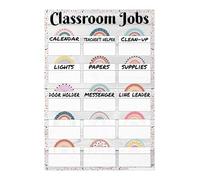 CZMDKEXM Gentle Calming Classroom Management Metal Sign Boho Rainbow Class Jobs Chart Educational Wall Decor for Teachers Vintage Style 8 X 12 in