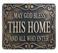 CZMDKEXM Home Blessing Sign Rustic Metal Tin for Entryway Living Room Wall Decor Farmhouse Style Grateful Family 8 X 12 in