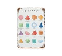 CZMDKEXM Math Classroom Decor 3D Shapes Educational Metal Tin Sign Vintage Style Geometry Poster Wall-Art for 8 X 12 in