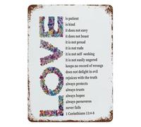 CZMDKEXM Metal Sign Love Is Patient Is Kind 1 Corinthians 13 Scripture Wall-Art for Home Decor 8 X 12 inch