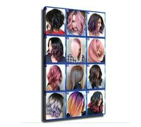 CZMDKEXM Modern Hair Art Canvas Wall-Art AI Generated Womens Hairstyle Color Chart for Salon Stylist Studio or Living Room(Framed,12x18inch(30x45cm))