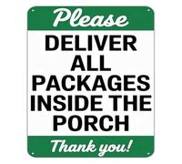 CZMDKEXM Package Delivery Instructions Sign Deliver Inside Porch Aluminum Metal for Front Door Security Notice 8 X 12 in