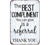 CZMDKEXM Rustic Metal Sign Referral Saying Kind Words Wall Hanging for Reception Desk Store Lobby 8 X 12 inch