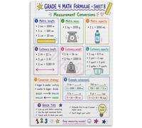 CZMDKEXM Unit Conversion Poster Math Cheat Sheet Elementary Classroom Decor Home School Living Room Wall-Art Print(Framed,12x18inch(30x45cm))