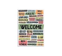 CZMDKEXM World Languages Welcome Metal Sign Multilingual Greeting for Home Decor Office Reception Living Room Wall-Art 8 X 12 in