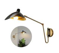 CZMYCBG Applique da parete a braccio girevole - Lampada da parete estensibile industriale vintage retrò a braccio lungo lampada da parete regolabile industriale Muro Nero Pieghevole Metallo Scale