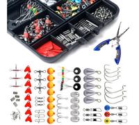 CZMYCBG Kit di Attrezzatura da Pesca da 264 Pezzi con Galleggianti a Sfera, Ami Tripli, Piombi in Rame, Girelle per la Pesca con Galleggiante da Roccia in Mare, Scatola Completa di Accessori